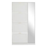 SCHUHSCHRANK Weiß 80/24/147 cm mit Spiegel und 4 Klappen - Weiß, Holzwerkstoff (80/147/24cm) - PANGIVO