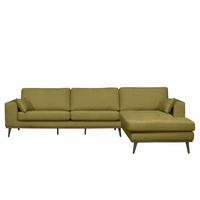 ECKSOFA mit Longchair - Eichefarben/Olivgrün, Textil (281/153cm) - home24