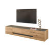TV-LOWBOARD Eiche Evoke, grau 220 cm, Flat-TV Board XXL - Eichefarben/Schwarz, Holz/Holzwerkstoff (220/40/45cm) - Furn.Design