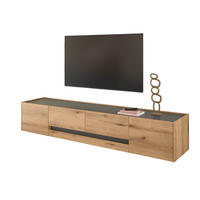 TV-LOWBOARD Eiche Evoke, grau 220 cm, TV Unterschrank mit Stauraum - Eichefarben/Schwarz, Holz/Holzwerkstoff (220/40/45cm) - Furn.Design