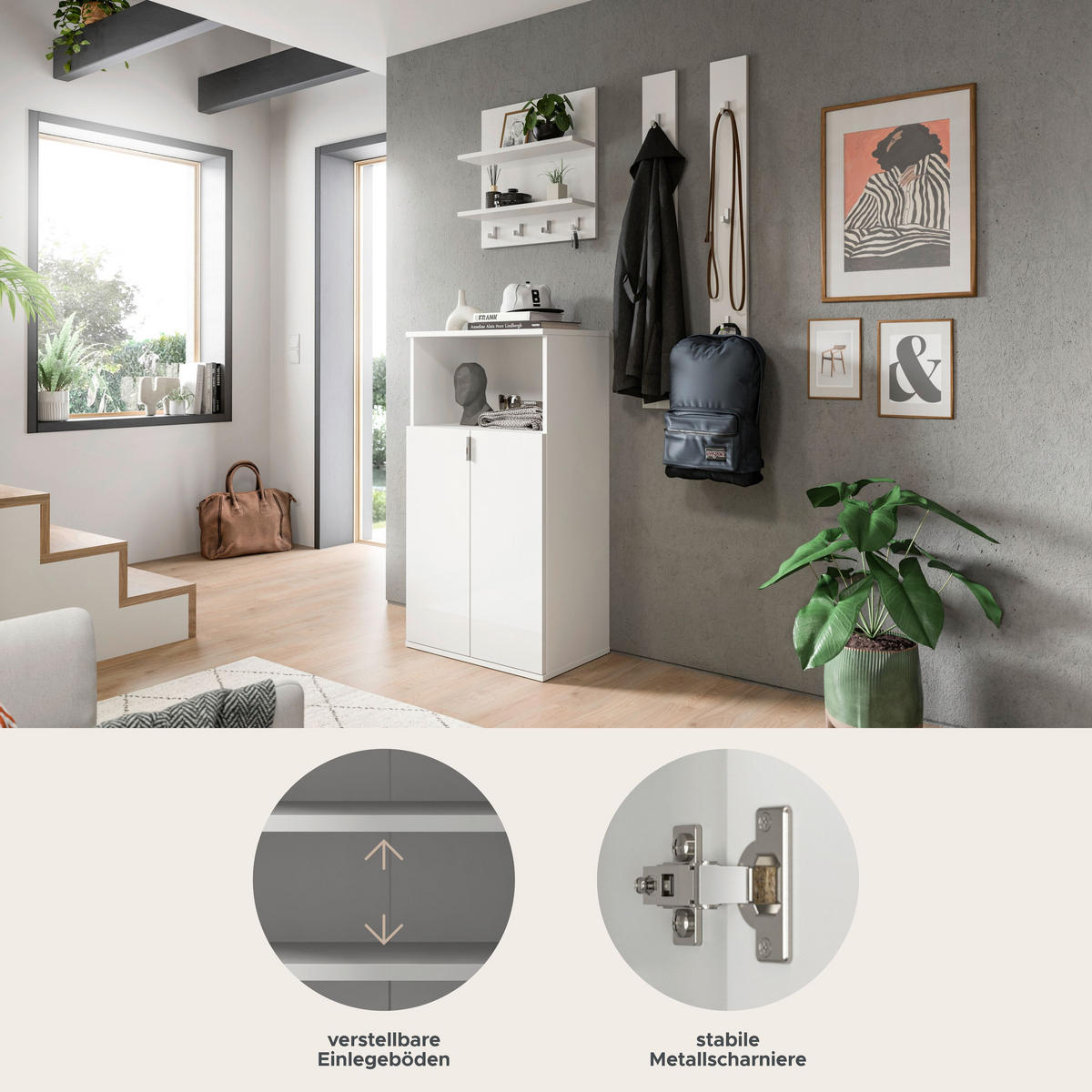 GARDEROBE Systemmöbel Projekt X 4tlg. Kombination , ca.111x191x34 cm - Weiß, Holzwerkstoff (111/191/37cm)