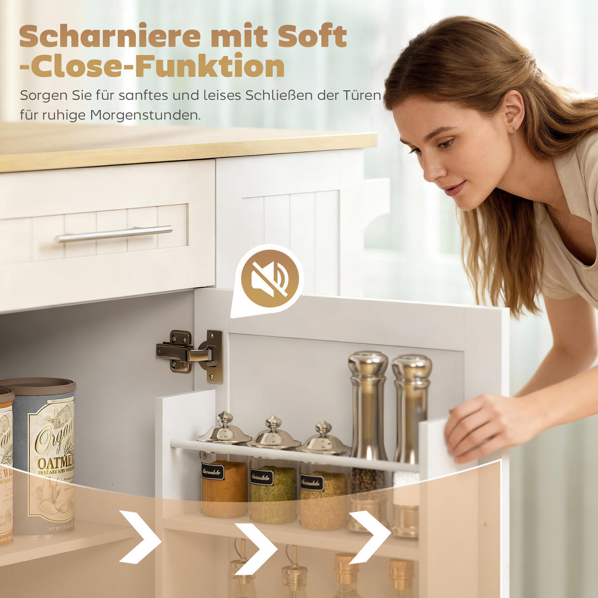 KÜCHENINSEL Küchenwagen mit ausziehbarer Arbeitsplatte Rollen 2 Schubladen Weiß - Silberfarben/Weiß, Holzwerkstoff/Metall (65/91/129cm) - HOMCOM