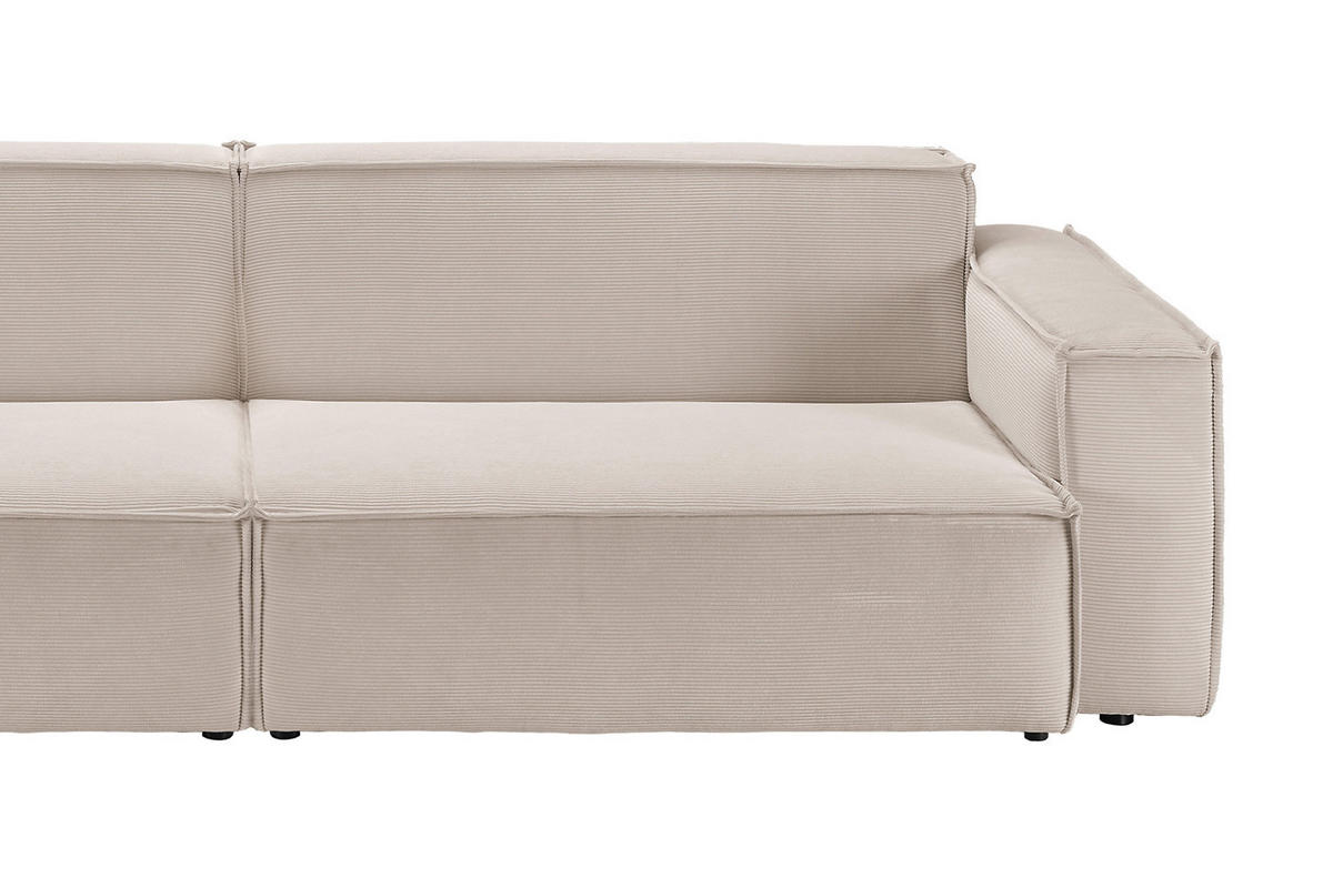 SOFA SAMU Beige Cord - Beige/Schwarz, Textil (236/72/106cm) - KAWOLA