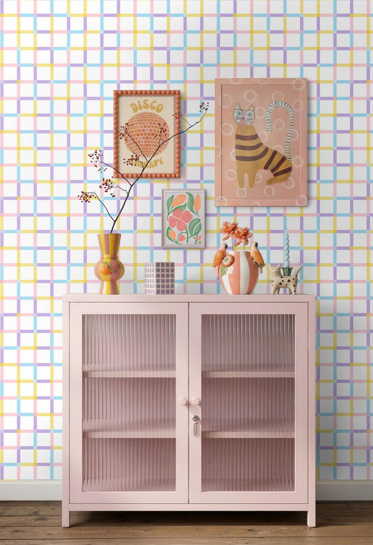 TAPETE Karomuster 50 x 900 cm - Weiß, Papier (50/0.1cm) - ESTAhome