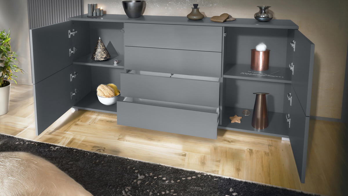 SIDEBOARD Rova Weiß matt - Weiß, Holzwerkstoff (166.5/75.5/35cm) - Vladon