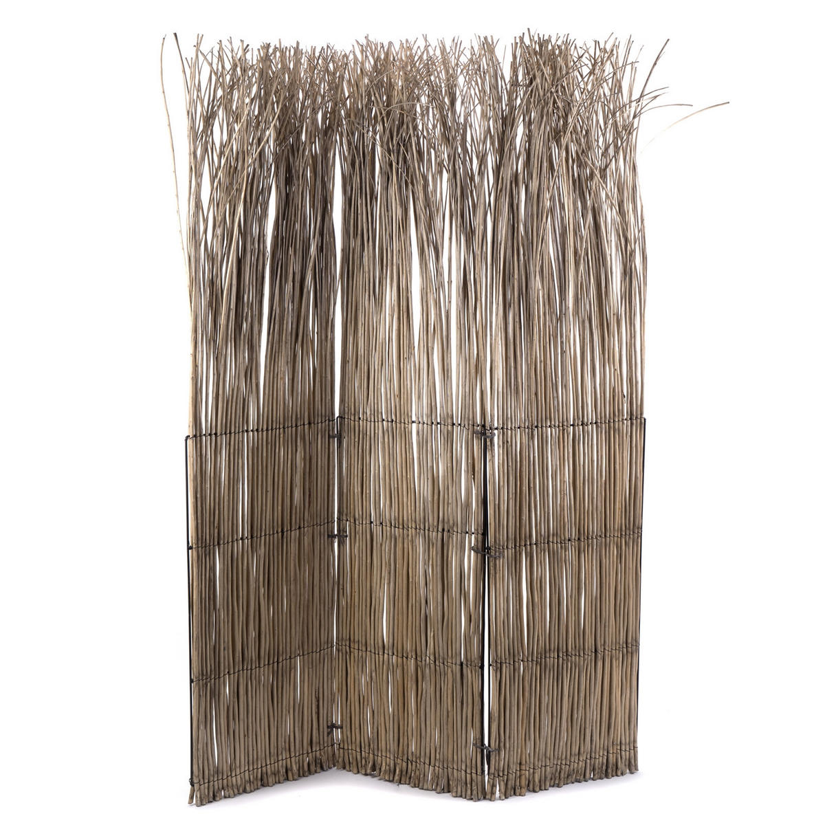 PARAVENT Nature 3-tlg. Weidenzweige grau - Multicolor, Naturmaterialien (120/160/3cm) - DESIGN DELIGHTS