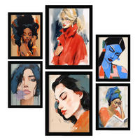 POSTER Set Mit 6 Ehrgeizig In Damenplakat A3 & A4 Schwarzer Rahmen - Schwarz, Papier (29/3cm) - Nacnic