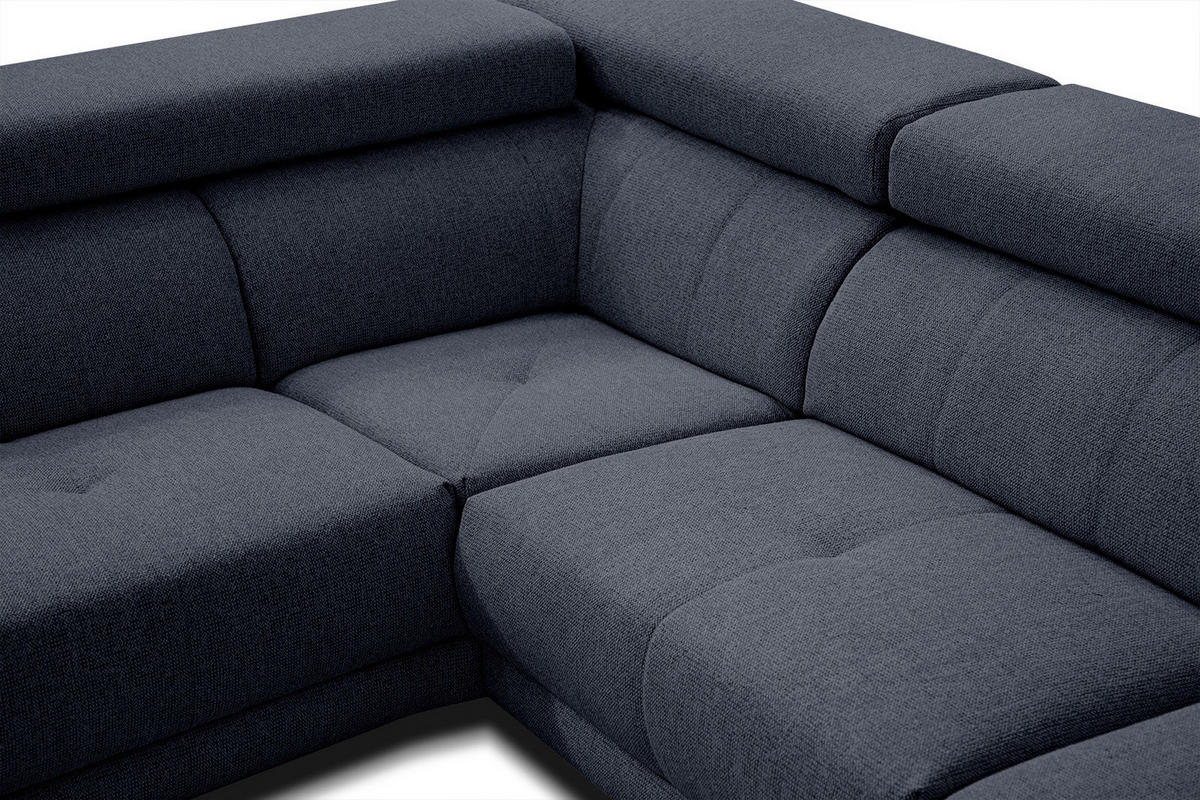 ECKSOFA MORELLO 5-Sitzer, dunkelblau - Schwarz/Dunkelblau, Holzwerkstoff/Textil (158/269cm) - Courtois Laville