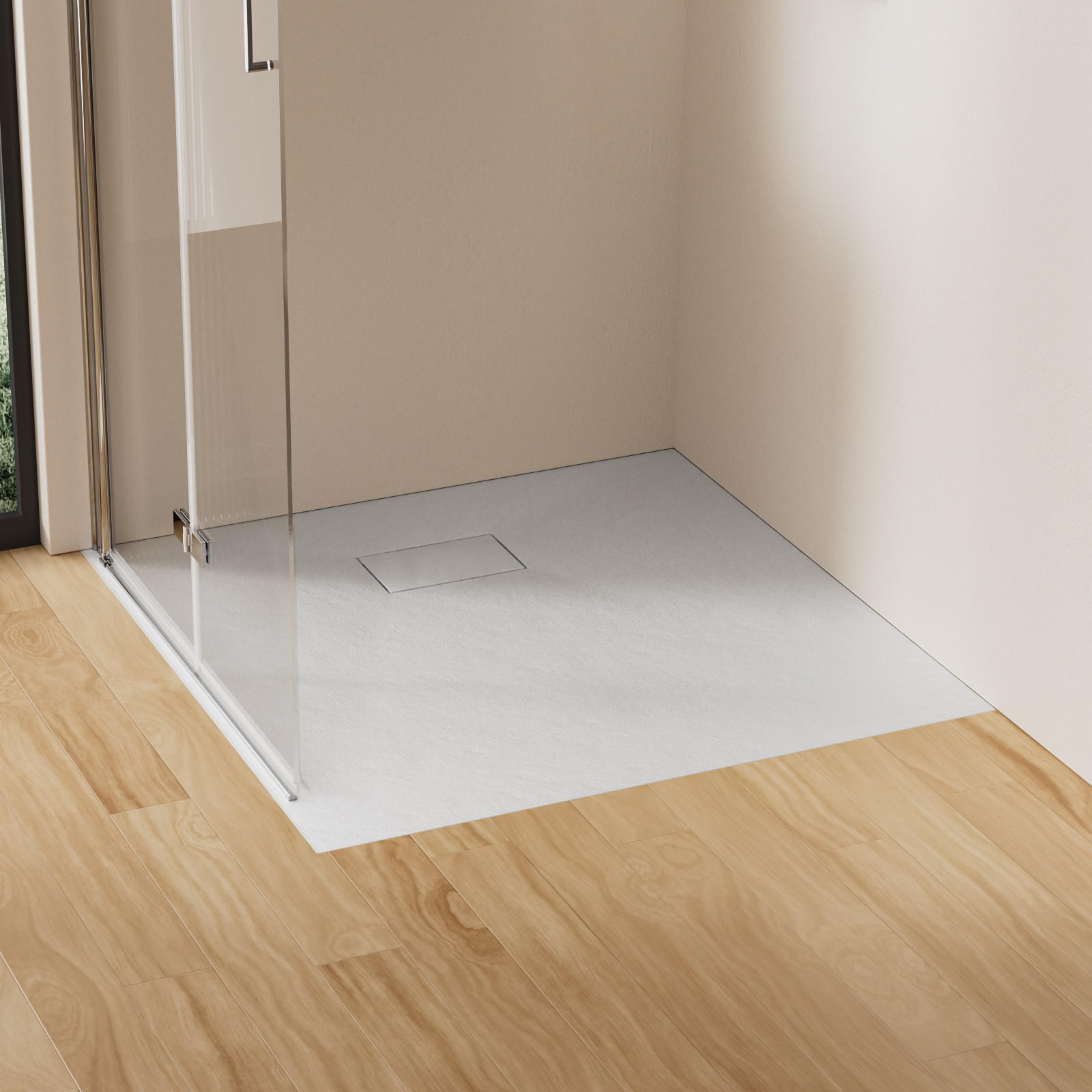 DUSCHWANNE mit rutschhemmender Oberfläche Weiß 90/90 cm - Weiß, Naturmaterialien (90/2.6/90cm) - EMKE