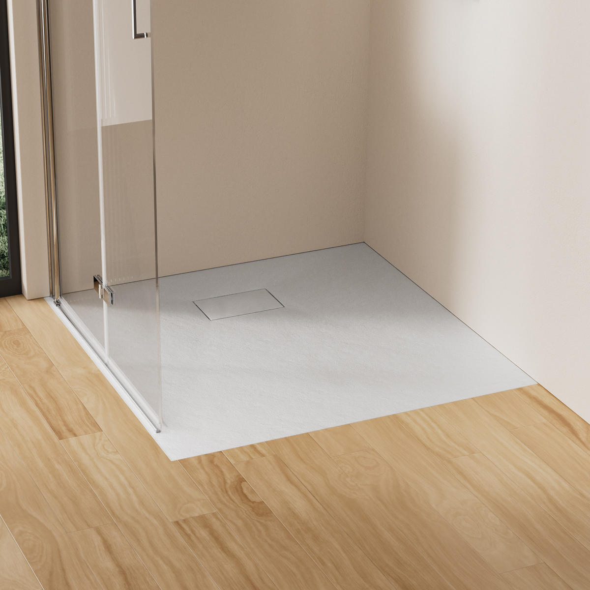 DUSCHWANNE mit rutschhemmender Oberfläche Weiß 90/90 cm - Weiß, Naturmaterialen (90/2.6/90cm) - EMKE