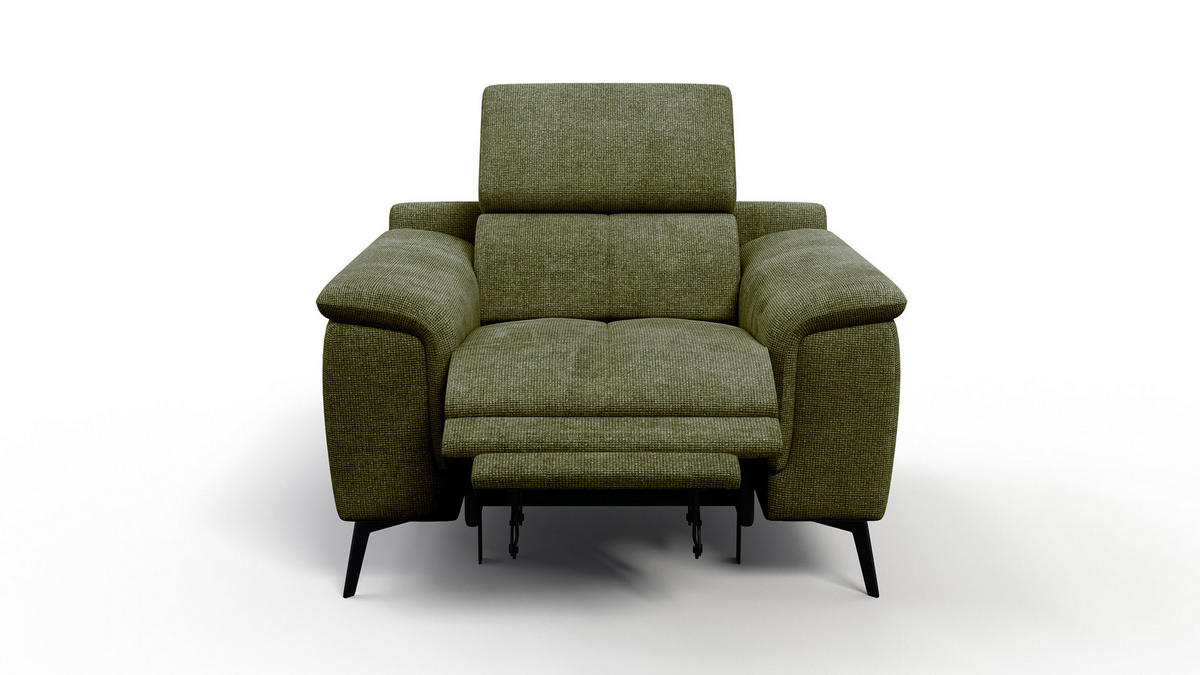 SESSEL FIERO mit Relaxfunktion, olivgrün - Schwarz/Olivgrün, Holzwerkstoff/Textil (114/82/103cm) - Courtois Laville