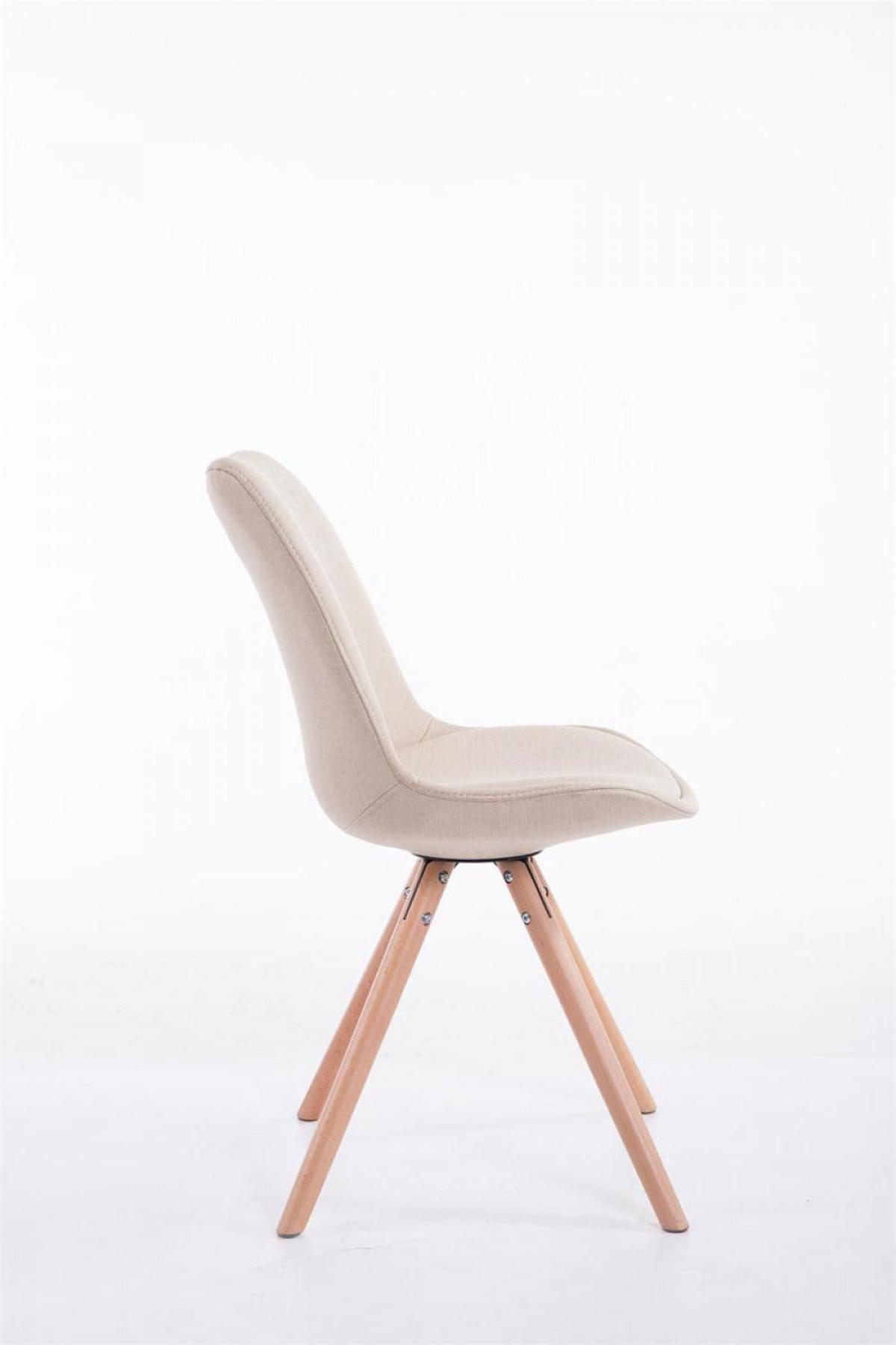STUHL Stoff creme - Eukalyptusholzfarben/Creme, Holz/Textil (48/84/56cm) - CLP