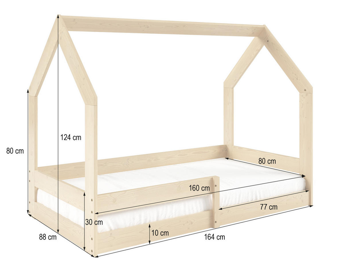 KINDERBETT FLORA 80x160 cm Weiß - Weiß, Holz (80/160cm) - MASSENO