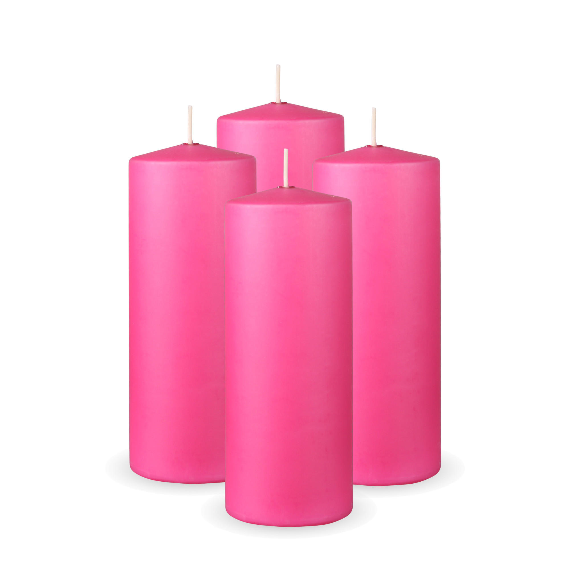 STUMPENKERZEN 4er Pack "Rosa", Größe Ø7cm x Höhe: 16 cm - Rosa, Naturmaterialien (7/16cm) - Bestlivings