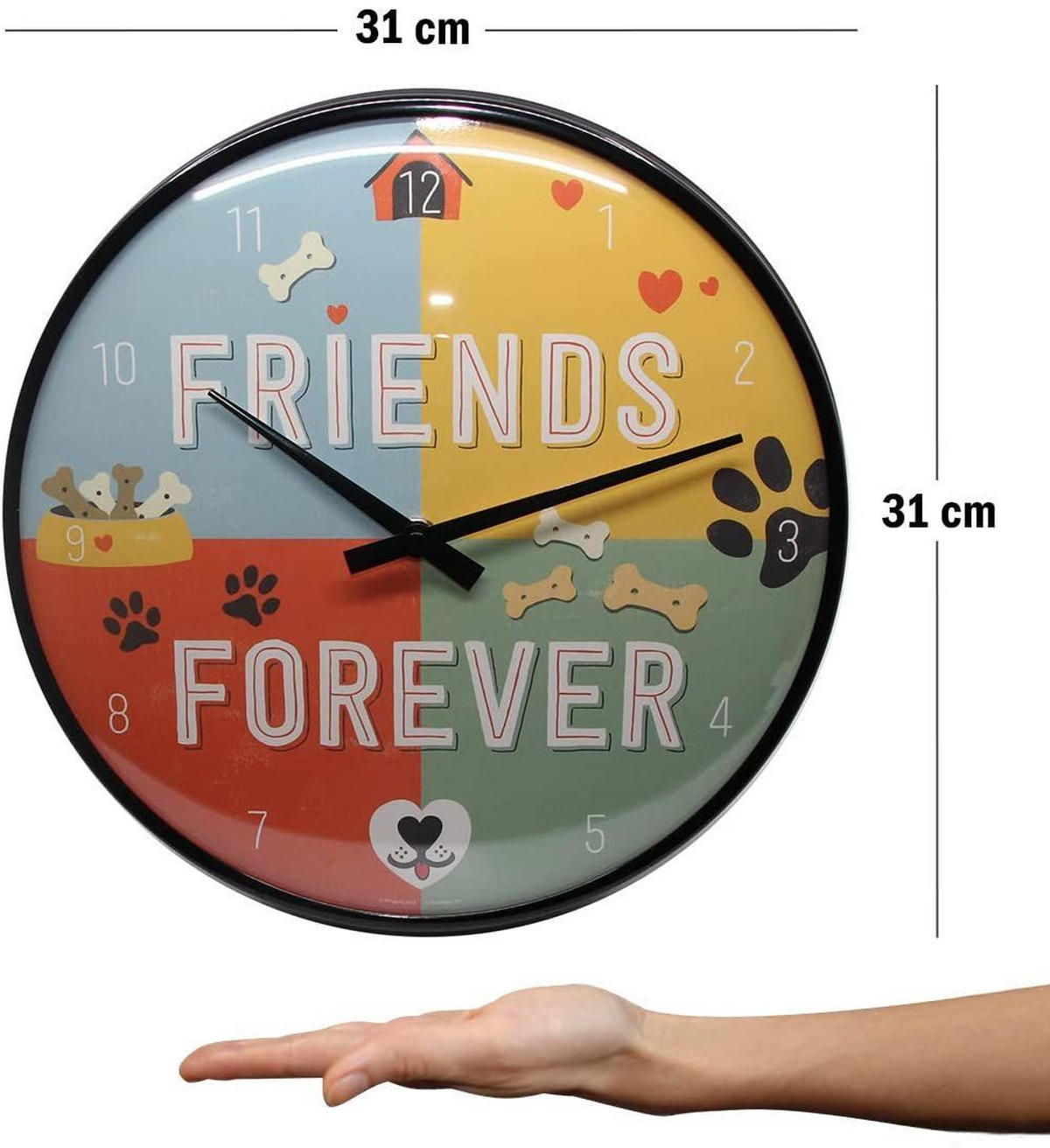 WANDUHR 31 cm Pfotenschild Friends Forever - Multicolor, Metall (31/31/5cm) - Nostalgic-Art
