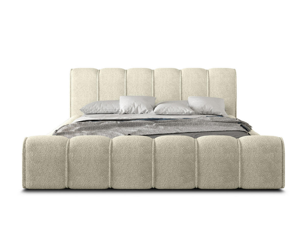 POLSTERBETT Adell 2 Hellbeige 180/200 cm Boucle mit Bettkasten - Beige, Textil/Metall (180/200cm) - wonello