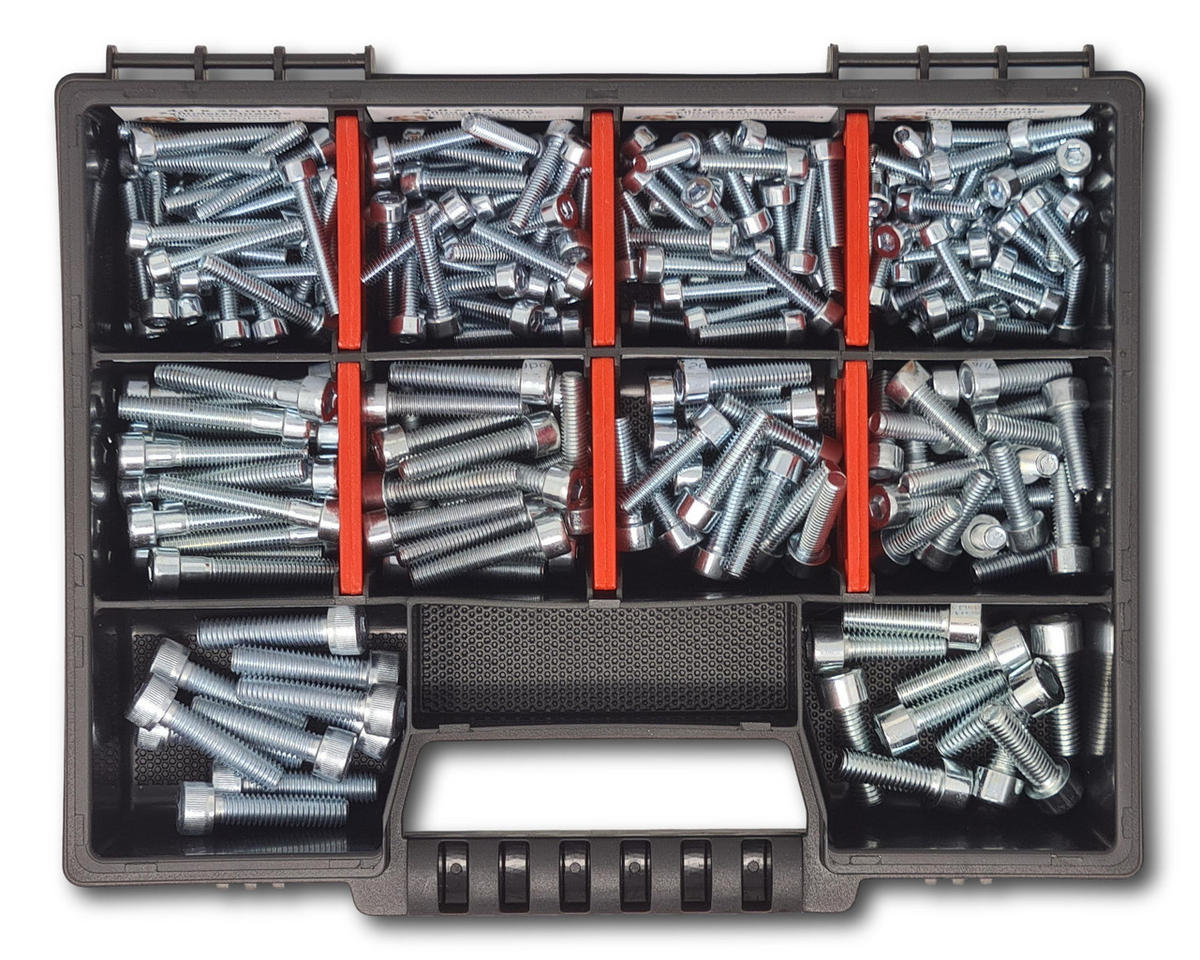 ZYLINDERSCHRAUBEN Sortiment M4-M5-M6 // 12mm-30mm 210 tlg. Schraubenbox DIN 912 / ISO 4762 - Zinkfarben, Metall (3.5cm) - Schraubenbox24
