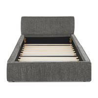 EINZELBETT 90x200 cm Chenille Holzrahmen grau - Dunkelgrau, Kunststoff (90/200cm) - LEBENLANG