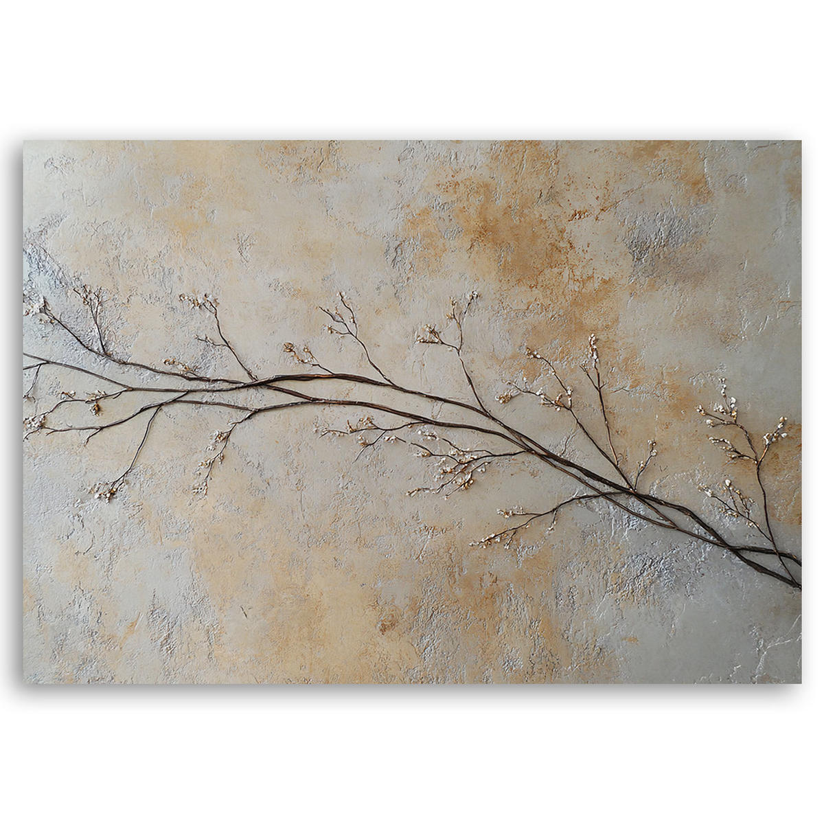 WANDBILD zweige blumen knospen - Beige, Textil (60/40cm) - Feeby