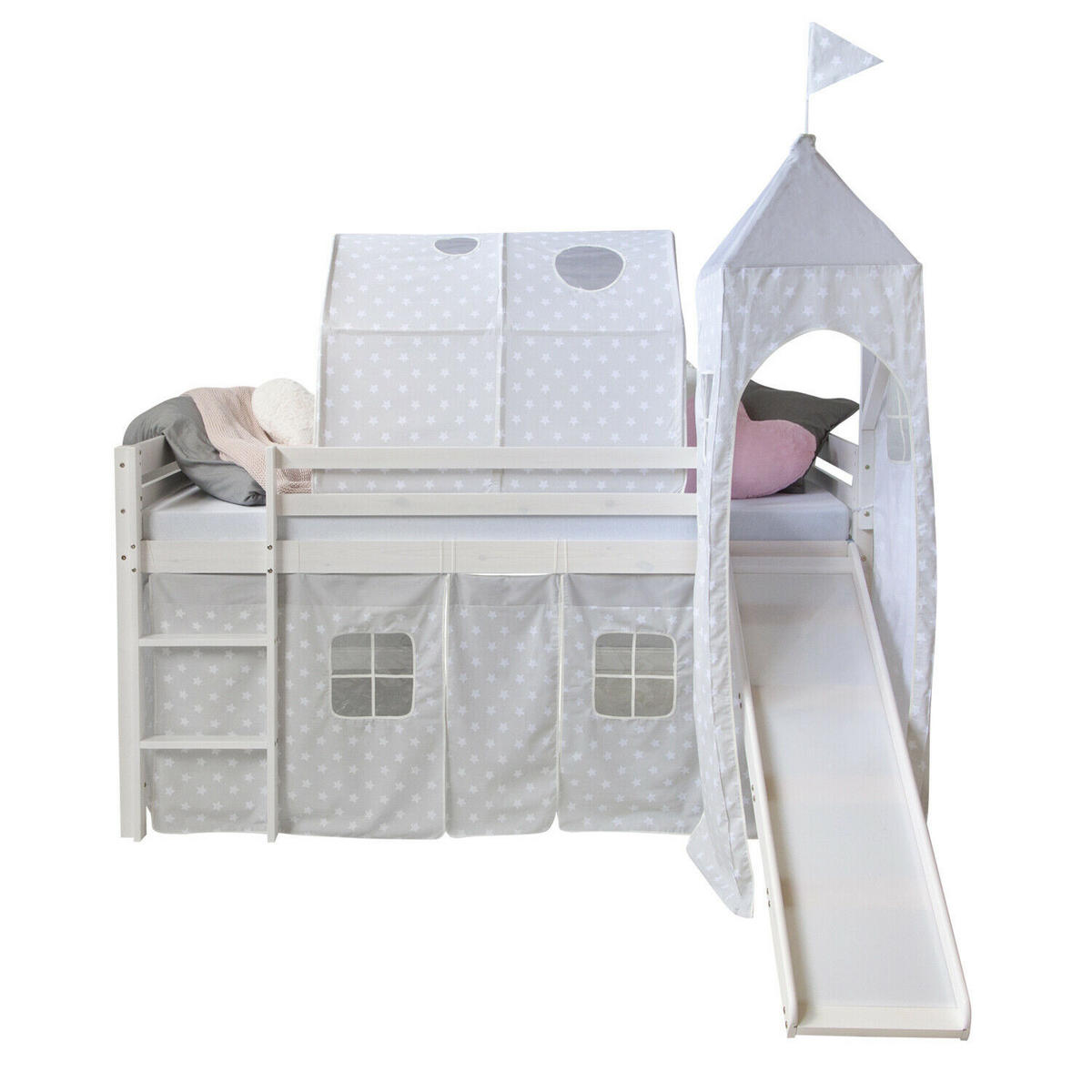 TUNNELSET für Hochbett 90 cm Sterne - Grau, Textil (90/70/100cm) - Homestyle4u