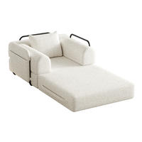 SCHLAFSOFA aus Chenille Beige 2-in-1 mit Armlehnen-Ablagefach und Stahlrahmen - Beige, Textil (94/50/182cm) - Modfu