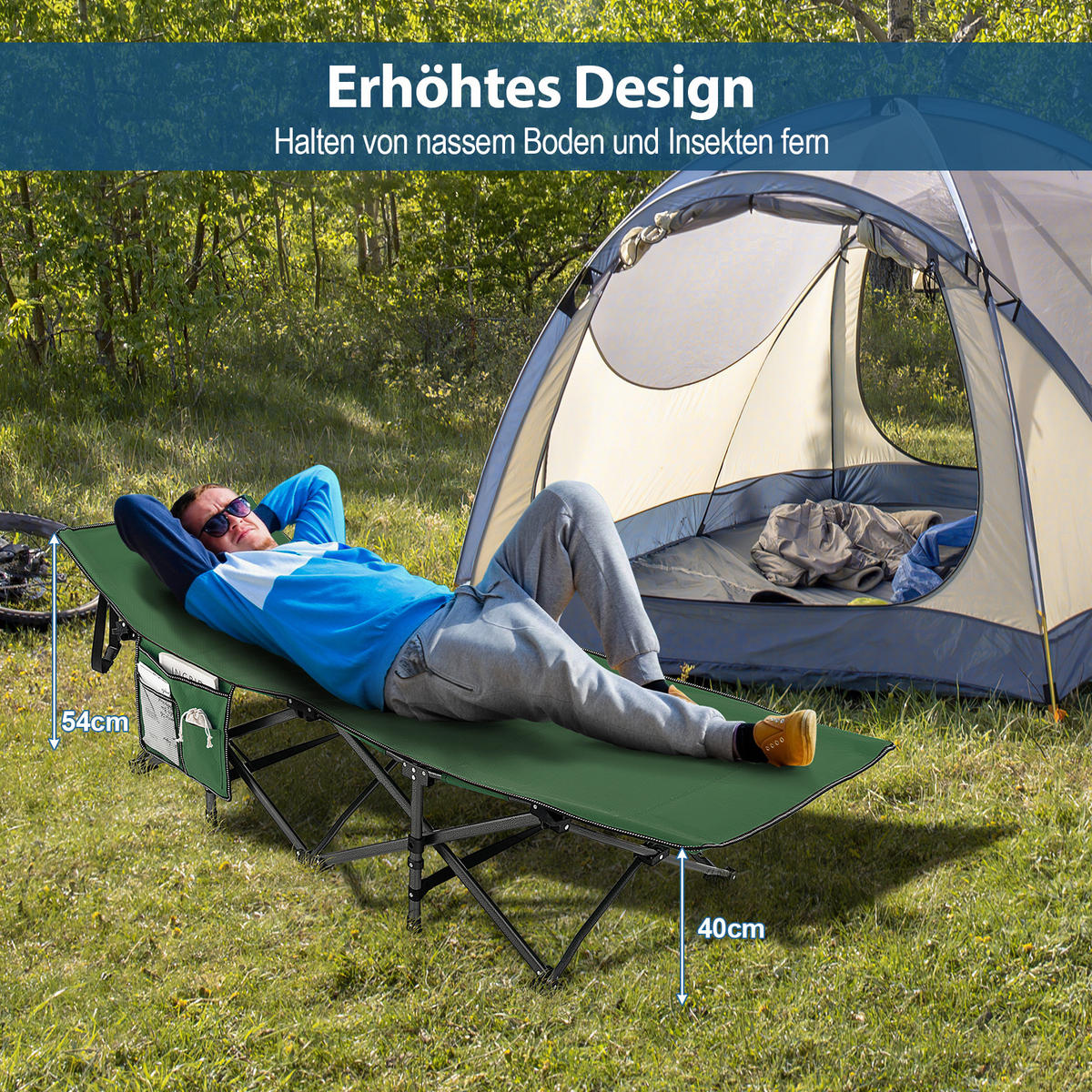 CAMPINGLIEGE Klappbare Grün - Grün, Metall - COSTWAY