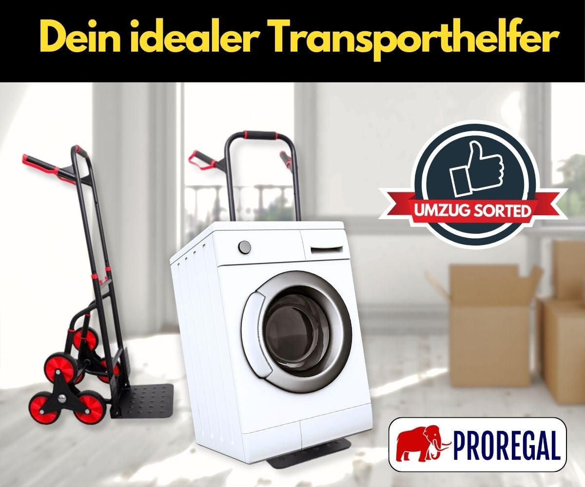 TREPPENSTEIGER Sackkarre Taurus 250 115x52x63cm Traglast 250kg Stahlrahmen Rot-Schwarz - Schwarz, Metall (63/52/115cm) - PROREGAL