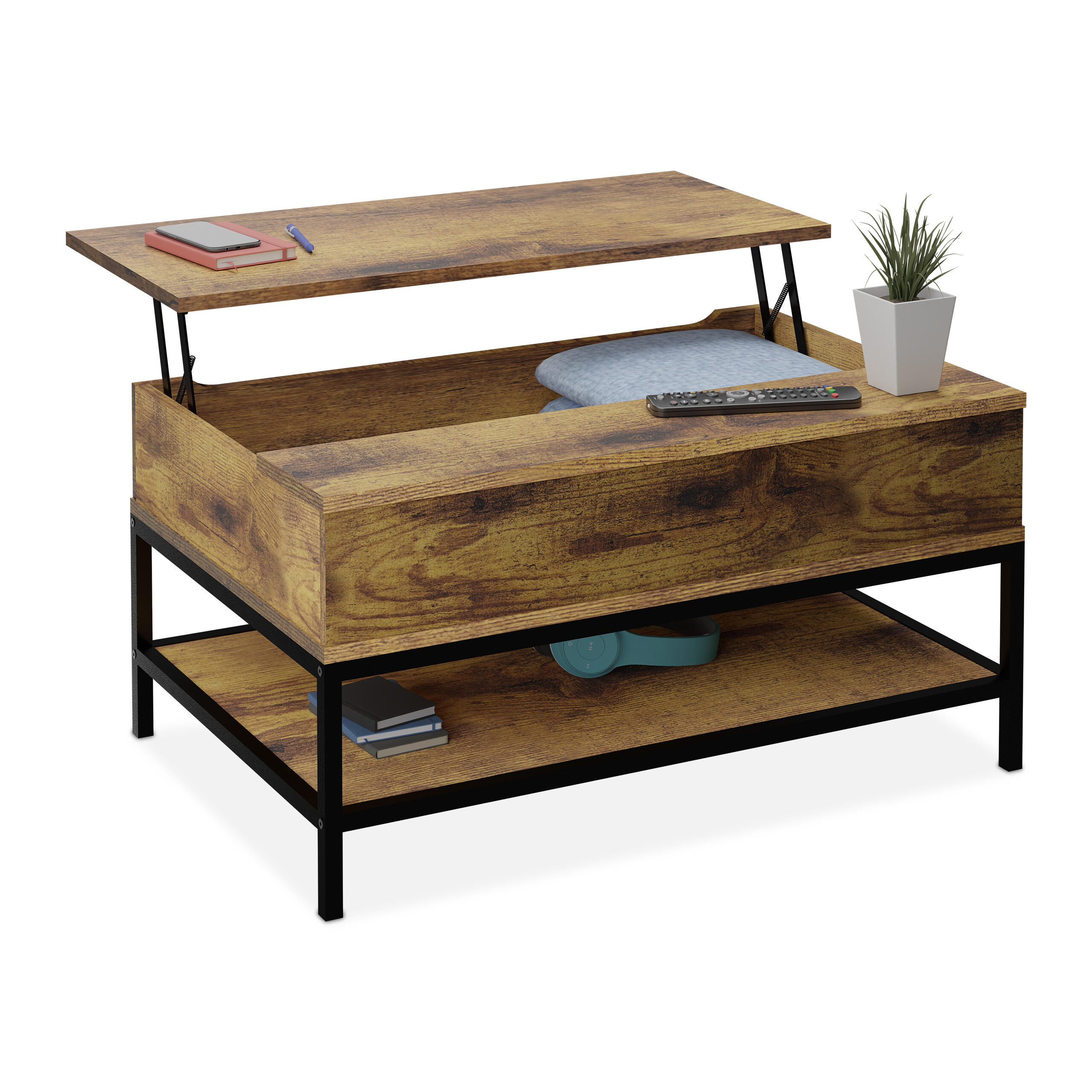 COUCHTISCH - Braun, Holzwerkstoff/Metall (90/86.5/58cm) - Relaxdays