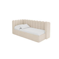 EINZELLBETT Jugendbett mit Bettkasten und Matratze H3/H4, Rechts - HUGY 80x200 Beige - Kaschmir, Holzwerkstoff/Textil (80/200cm) - ALTDECOR