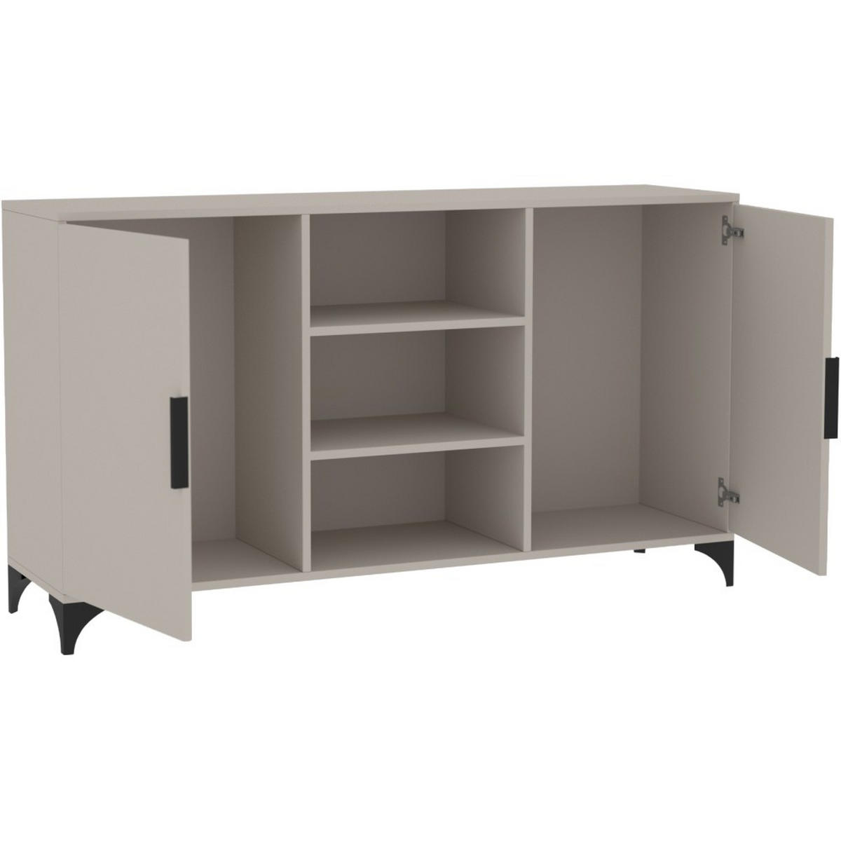KOMMODE Home mit 2 Türen und 2 Regale, ohne Griffe, Kaschmir - Kaschmir/Schwarz, Holzwerkstoff (150/85/40cm) - Beautysofa