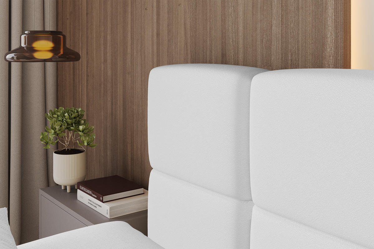 POLSTERBETT mit Bettkasten und Lattenrost, Bett mit Kopfteil, Boxbett ohne Matratze, Doppelbett mit Stauraum - NATA 120x200 Weiß - Weiß, Holzwerkstoff/Textil (120/200cm) - ALTDECOR