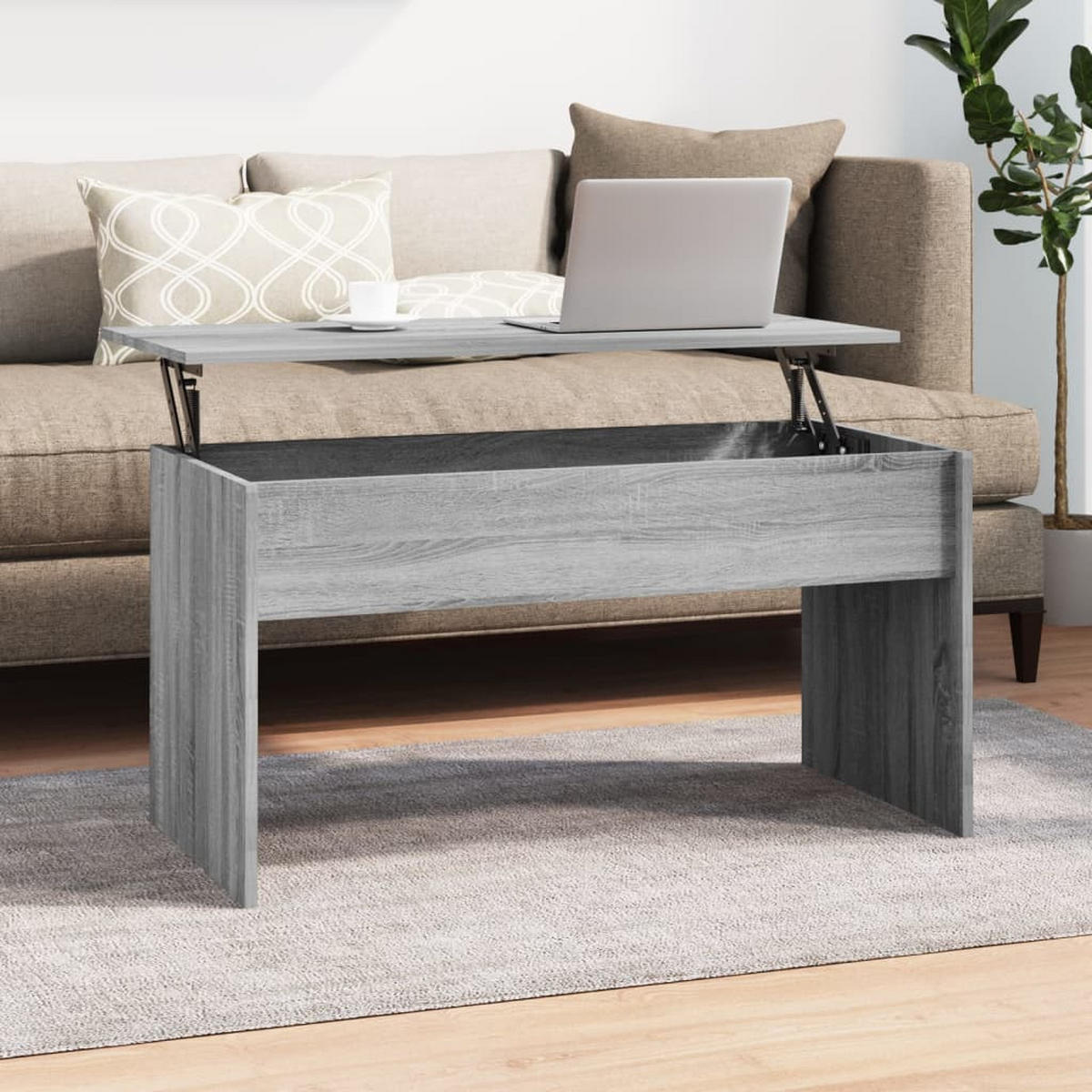 COUCHTISCH Grau Sonoma 102x50,5x52,5 cm Holzwerkstoff - Grau, Holzwerkstoff (102/50.5/52.5cm) - furnicato