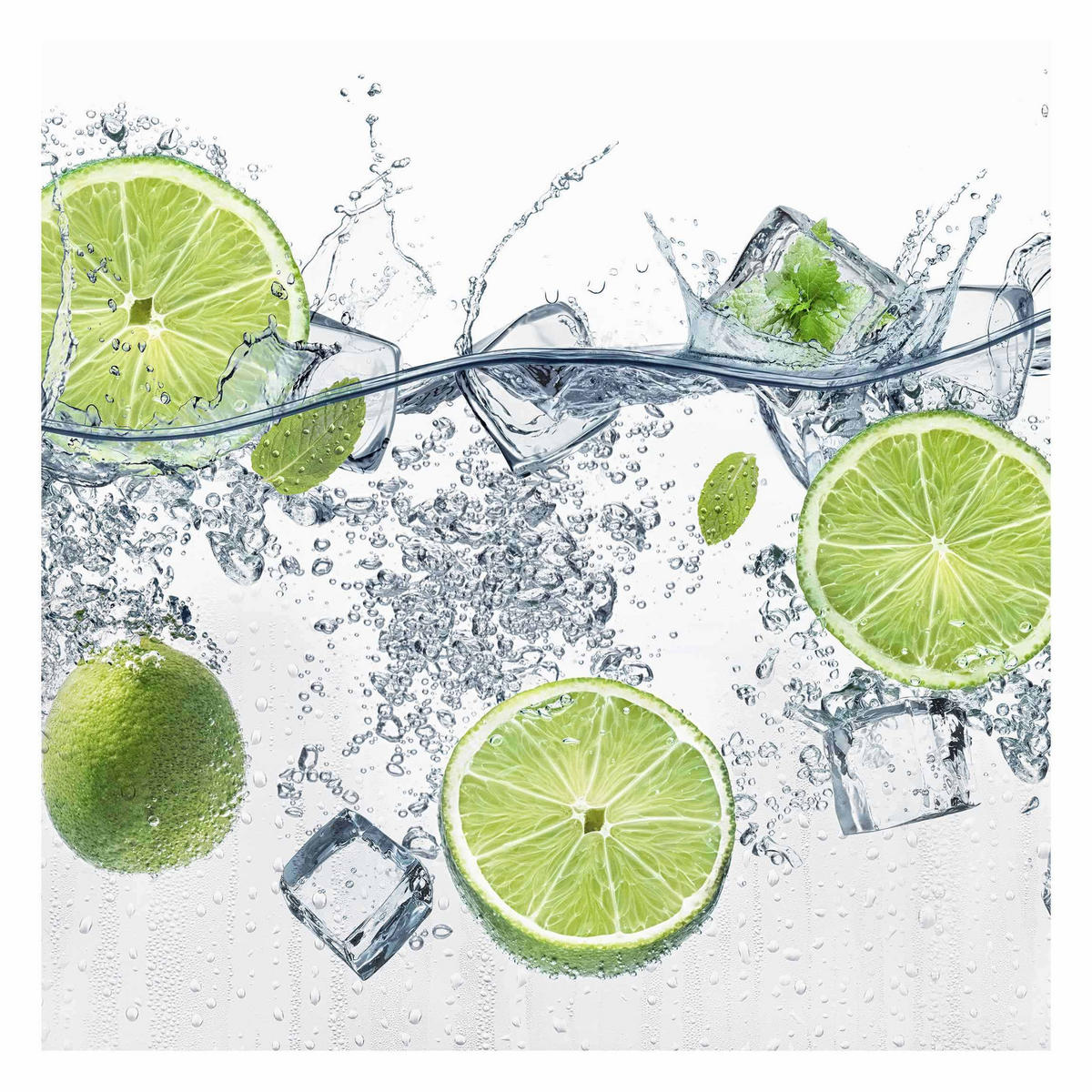 FOTOTAPETE Erfrischende Limette 288/288 cm - Weiß, Papier (288/288cm) - Bilderwelten