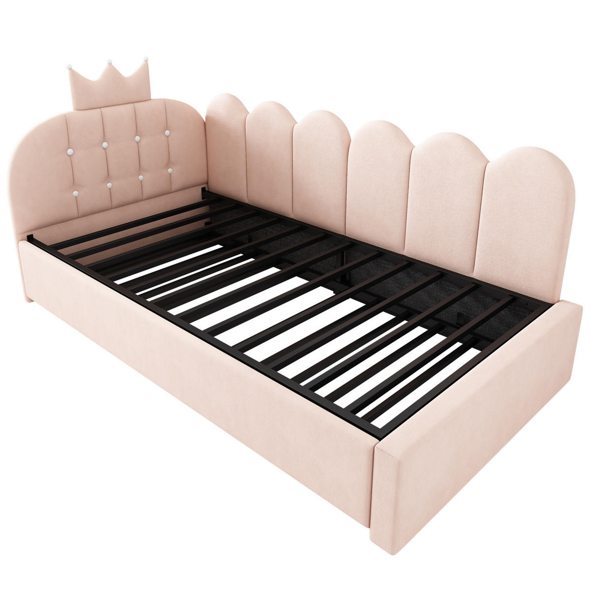 BETT mit Ausziehbett 90x200 cm Samt Rosa - Pink, Holzwerkstoff (90/200cm) - Beauniv