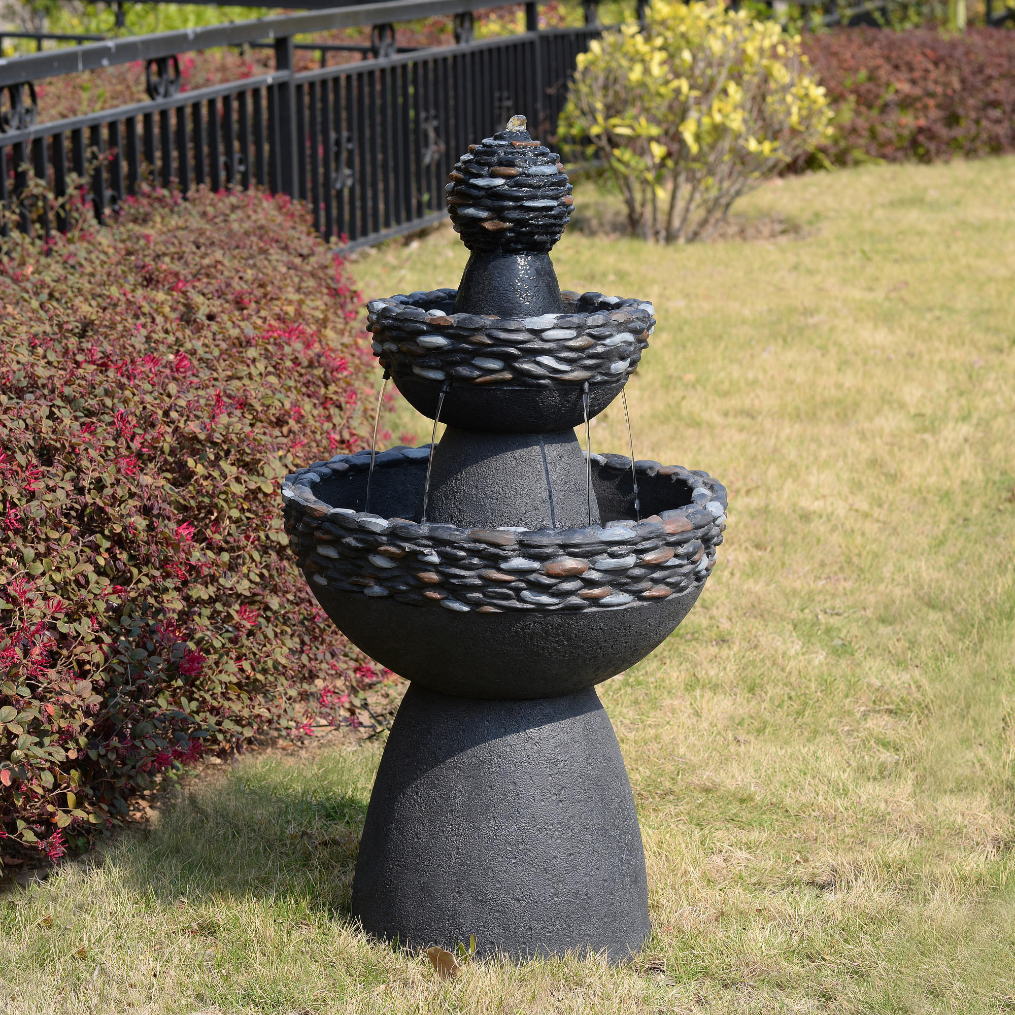 GARTENBRUNNEN Sockel dunkelgrau - Grau, Kunststoff (52/52/93cm) - Teamson Home