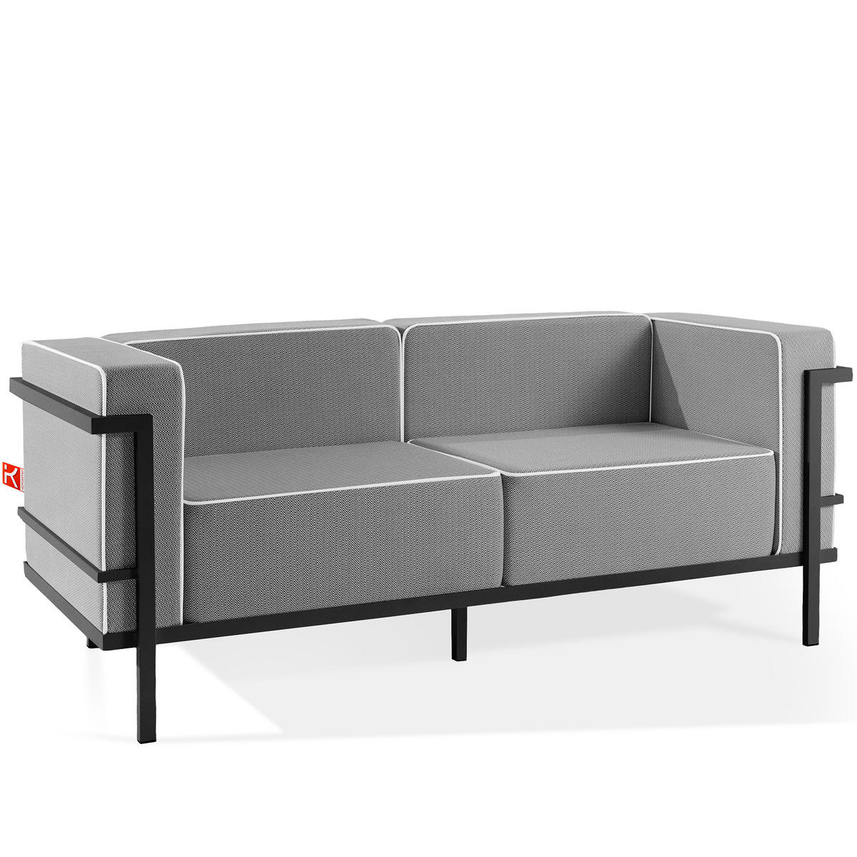 GARTENSOFA TRIGLO 2-Personen, Stahlrahmen, Modern, Dunkelgrau - Dunkelgrau/Schwarz, Textil/Metall (164/70/69cm) - KONSIMO®
