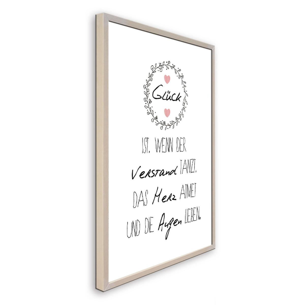 BILD mit Rahmen 51x71 cm Spruch: Glück Liebe - Beige, Holz (51/71cm) - artissimo