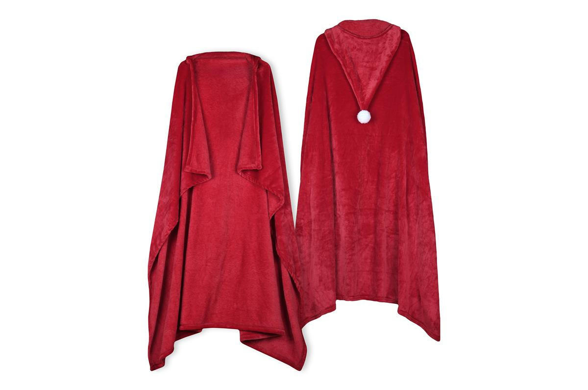 PLÜSCHDECKE mit Weihnachtsmannmütze 150/110 cm - Rot, Textil (110/1/150cm)