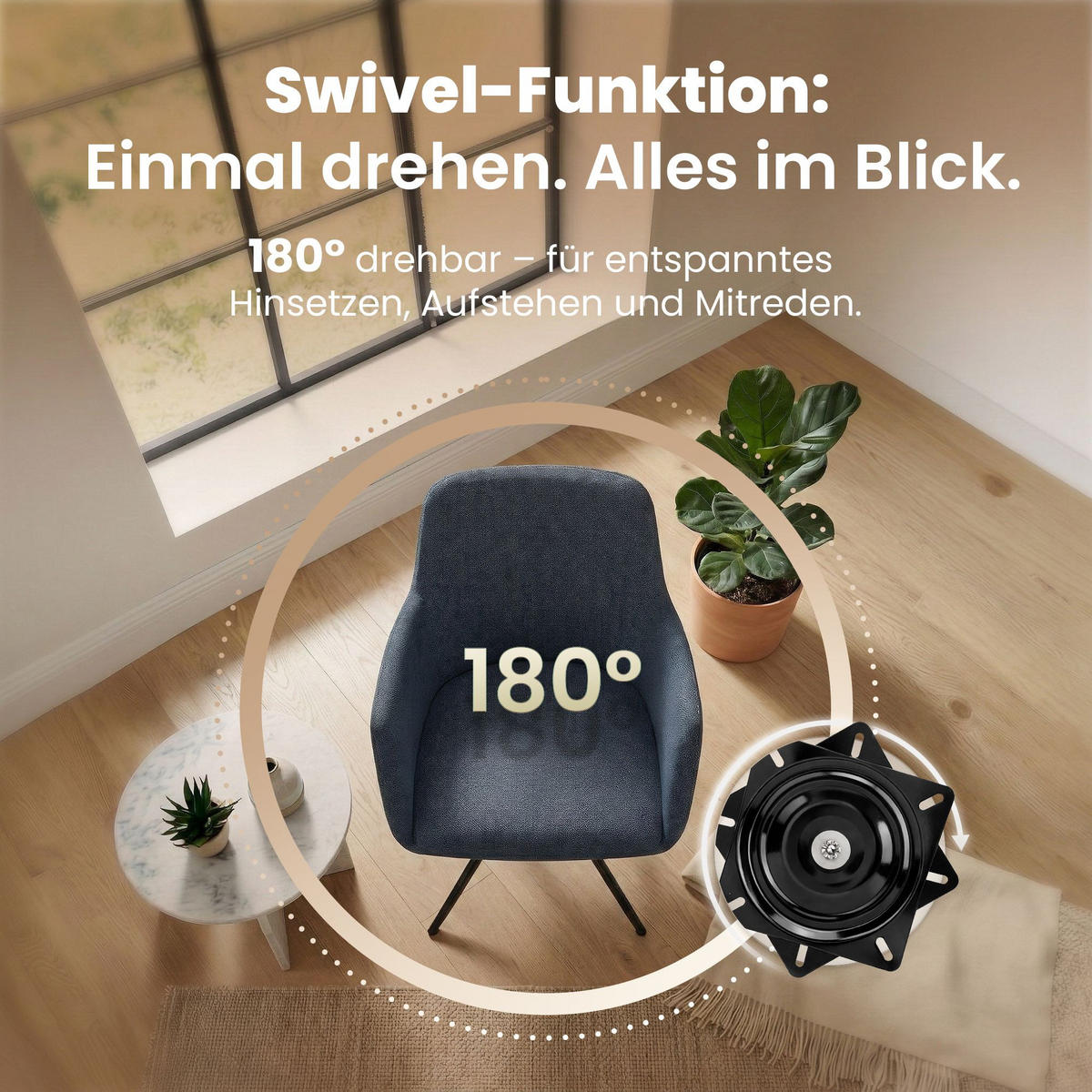 ARMLEHNENSTUHL Stoff Blau - Blau/Schwarz, Textil/Metall (56/81/62cm) - CLP