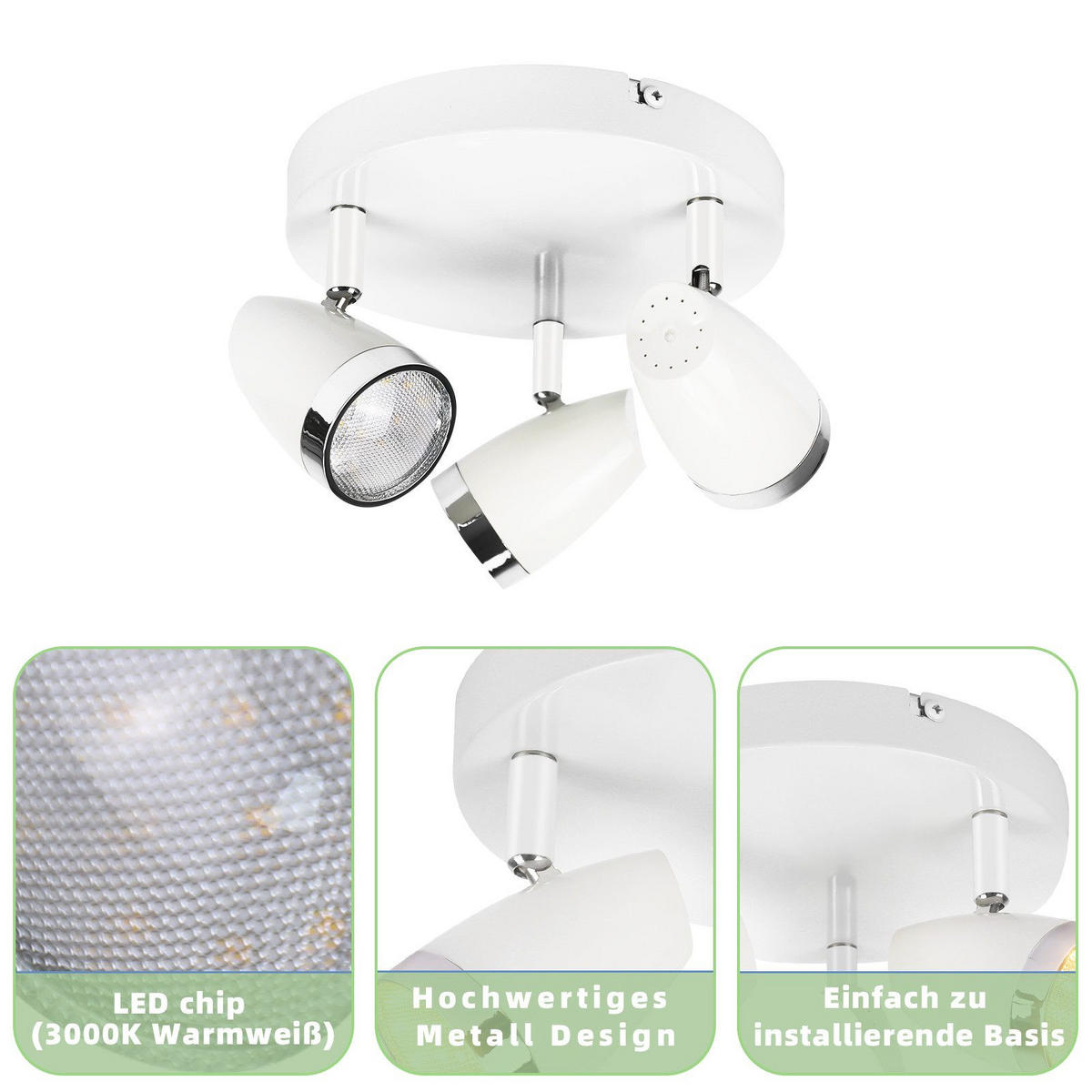 DECKENSTRAHLER Glorion 15.5/19/60 cm - Weiß, Kunststoff (60/15.5/19cm) - ZMH