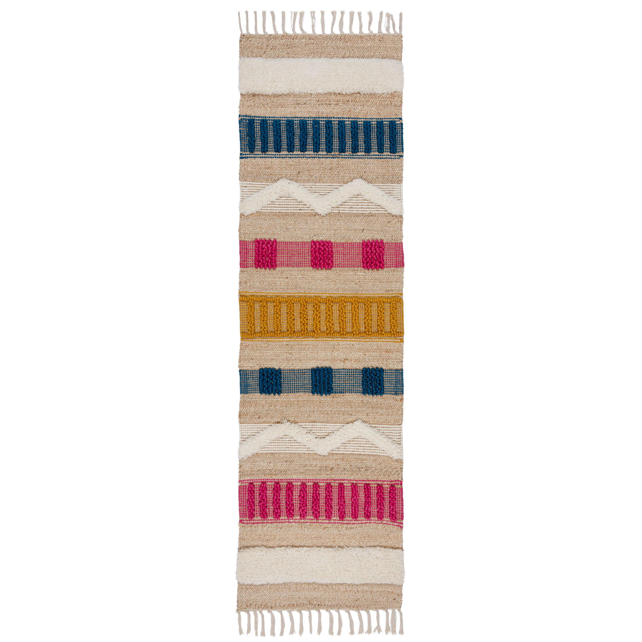 NATURTEPPICH handgewebt Jute-Wolle-Mix skandinavisch WHARFE, Multi 60x230 cm - Multicolor, Textil (60/230cm) - KADIMA DESIGN