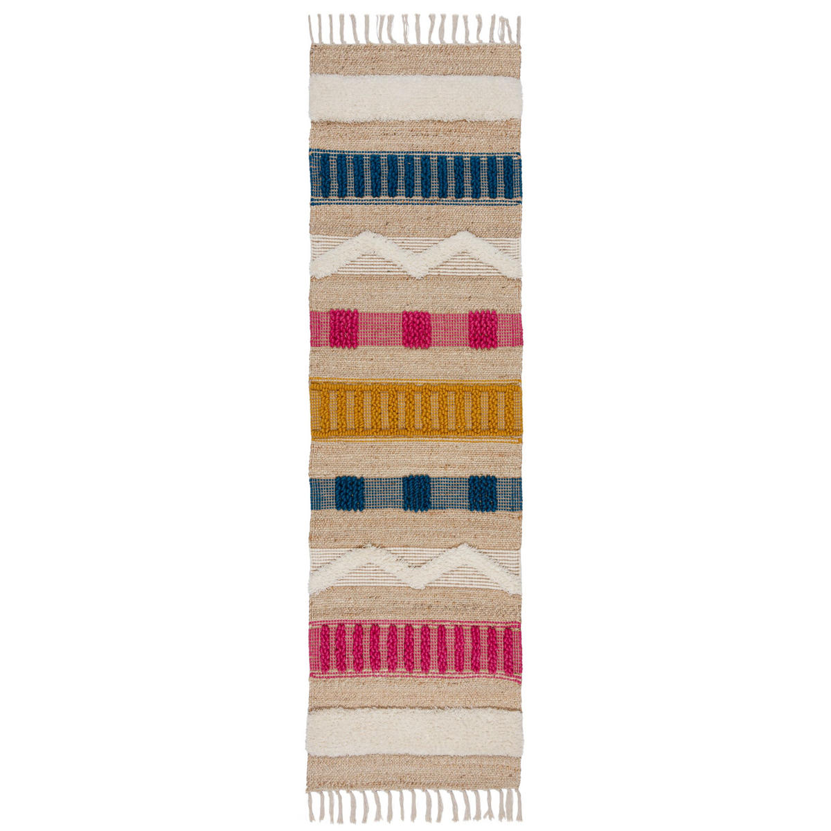 NATURTEPPICH handgewebt Jute-Wolle-Mix skandinavisch WHARFE, Multi 60x230 cm - Multicolor, Textil (60/230cm) - KADIMA DESIGN