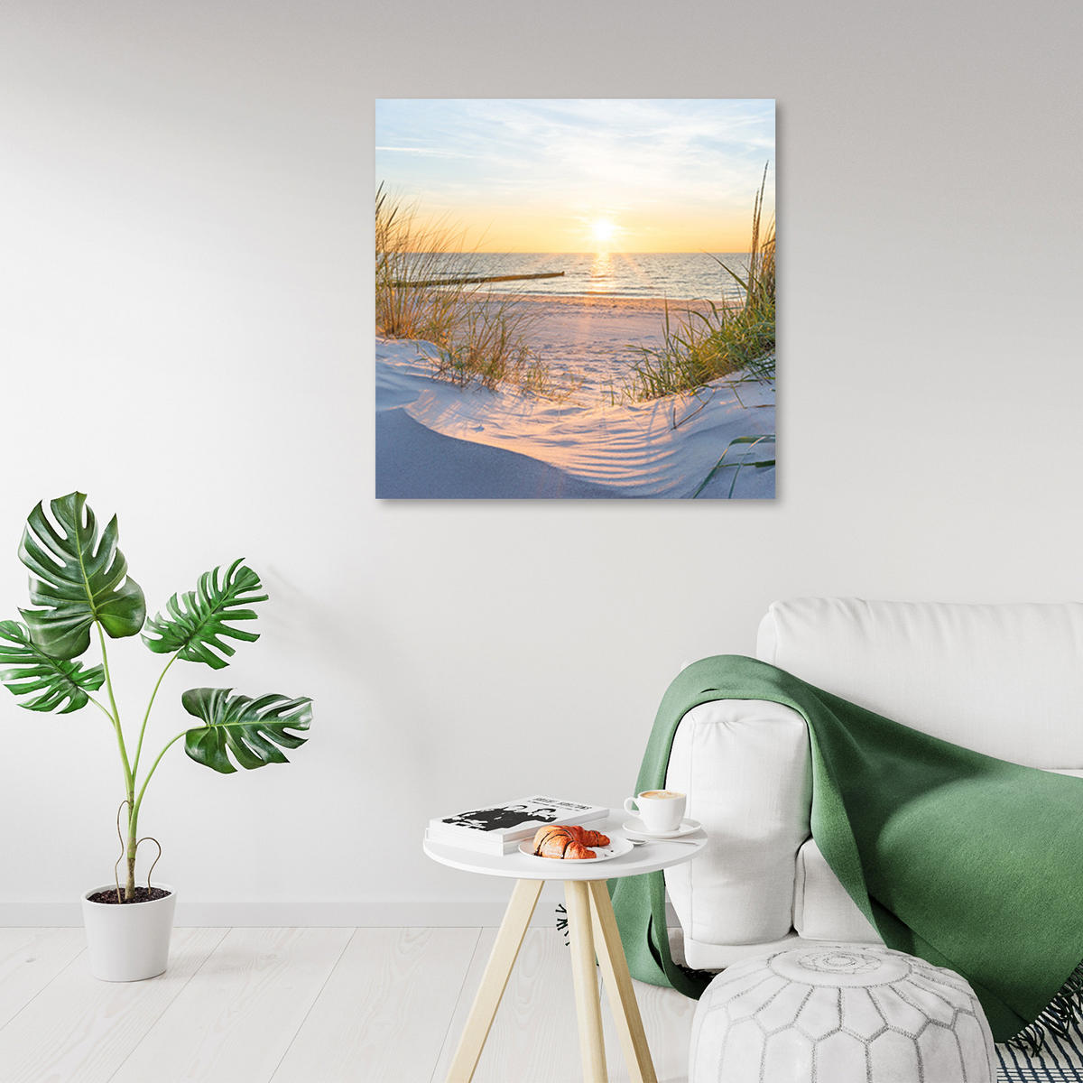 WANDBILD Sonnenuntergang am Strand - Beige, Textil (60/60cm) - Feeby
