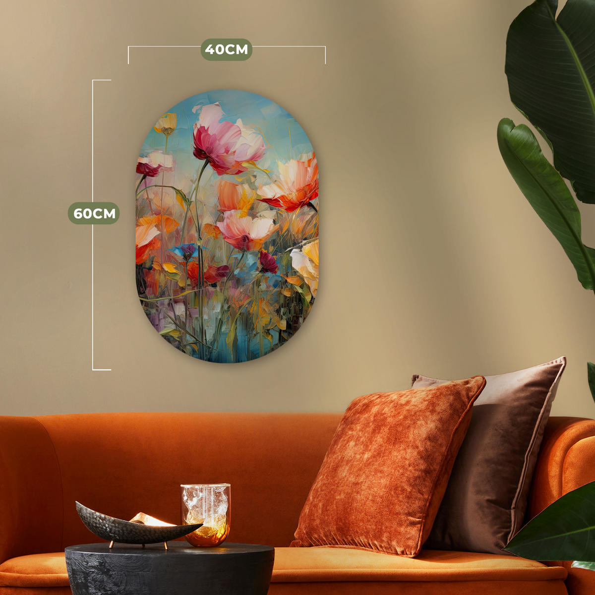 WANDBILD Blumen - Aquarell - Kunst - Botanisch - Natur 40x60 cm - Orange, Kunststoff (40/60cm) - MuchoWow