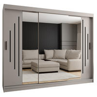ŠATNÍ skříň s posuvnými dveřmi 200/250/62 3dveřová - černá/kašmírová, dřevo/plast (250/200/62cm)