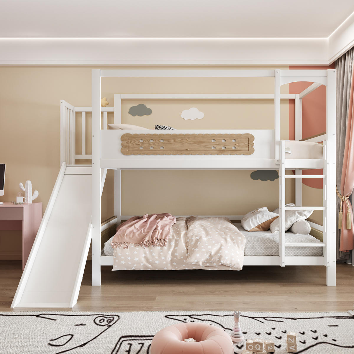 ETAGENBETT Modell Hausform Holzfarbe - Naturfarben, Holz (90/200cm) - ComfortXL