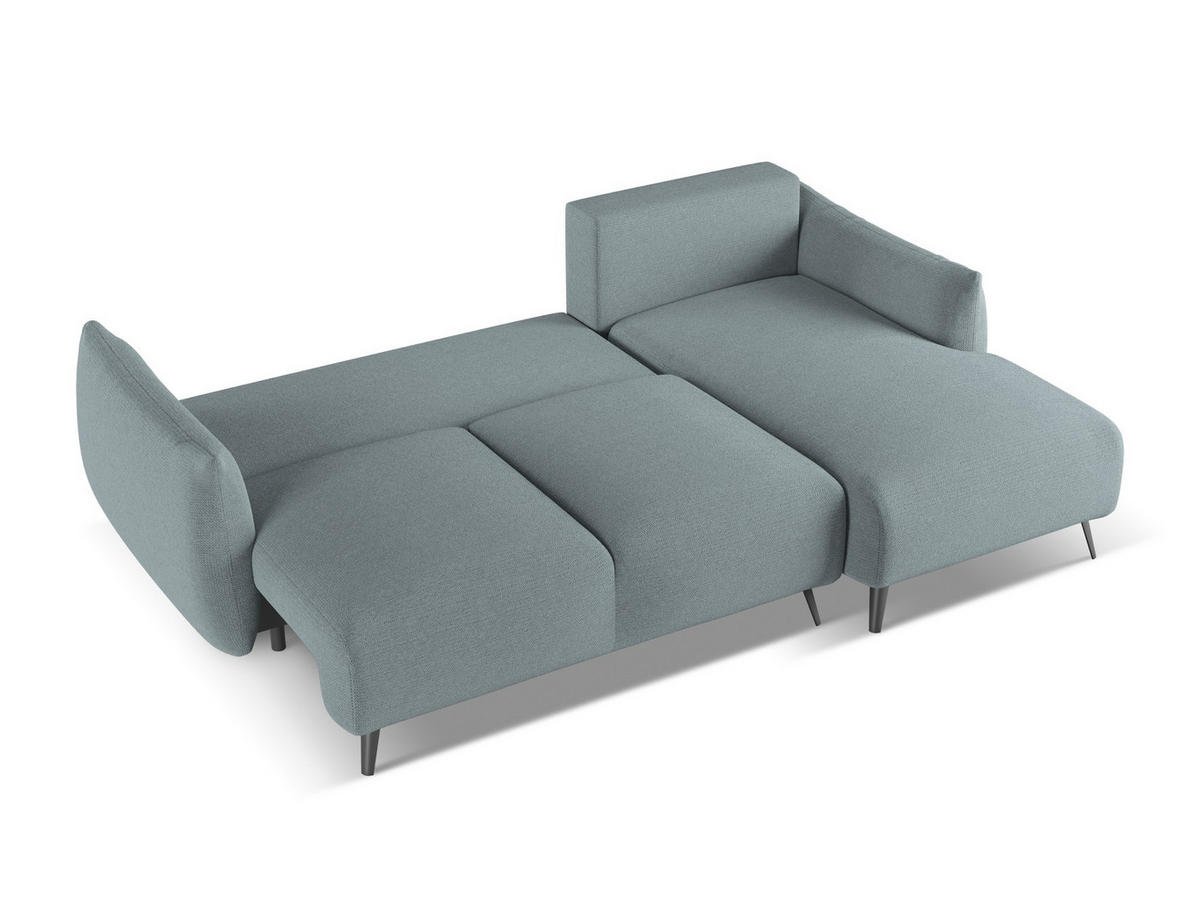 ECKSOFA mit Schlaffunktion Chenille Stoff Blau - Blau/Blaugrau, Textil/Metall (242/162cm) - Makamii