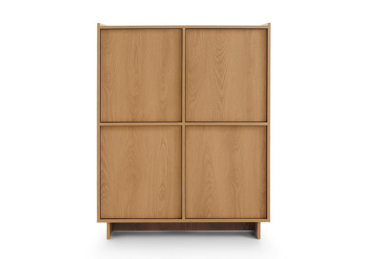 SUNA Highboard Japandi Design Kommode Eiche Caramel grifflos 124 cm hoch - Braun, Holzwerkstoff (98/124/39cm) - Bettso