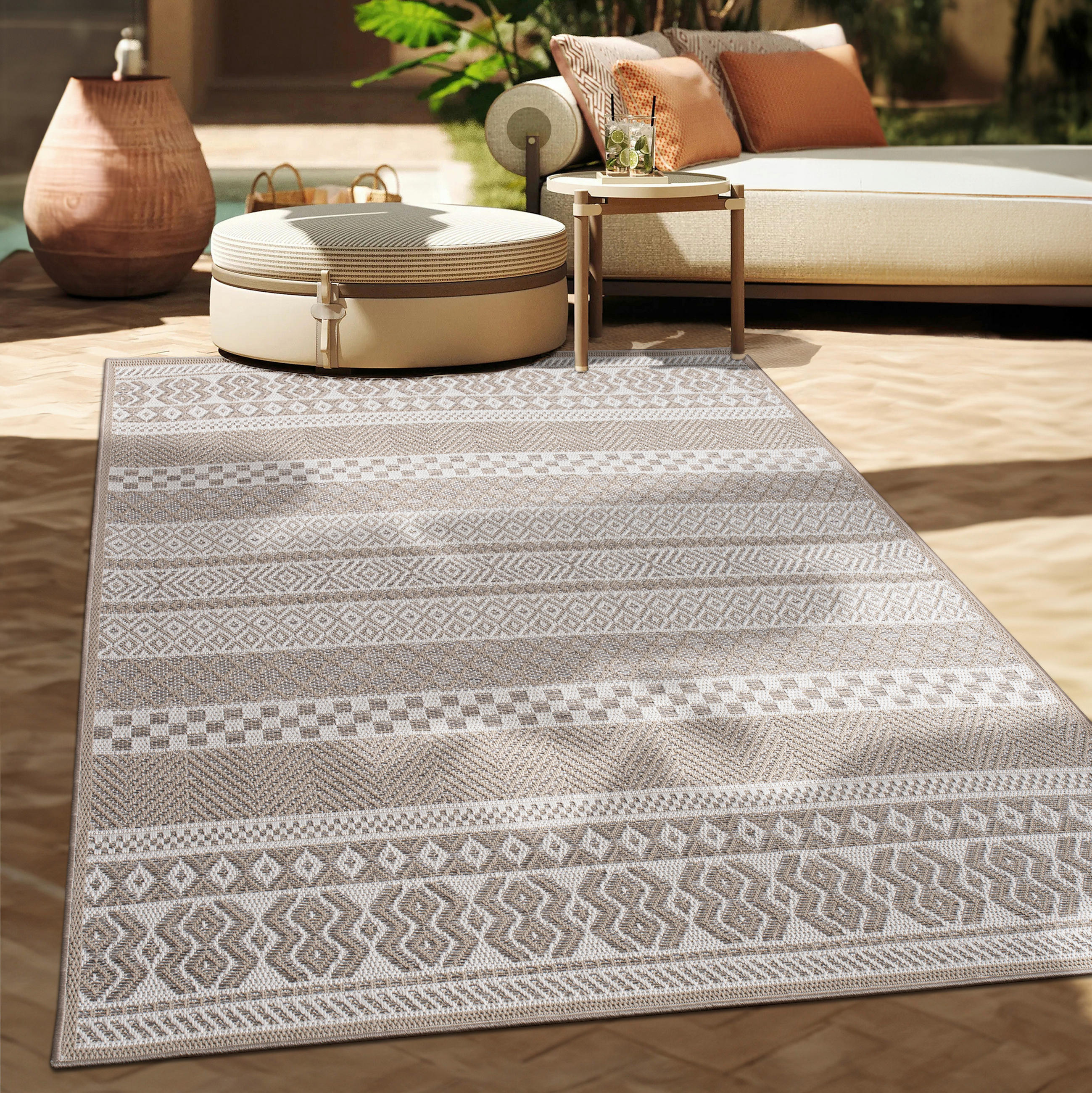 OUTDOORTEPPICH 150/150 cm Vermont 183 - Beige, Textil (150/150cm) - Paco Home