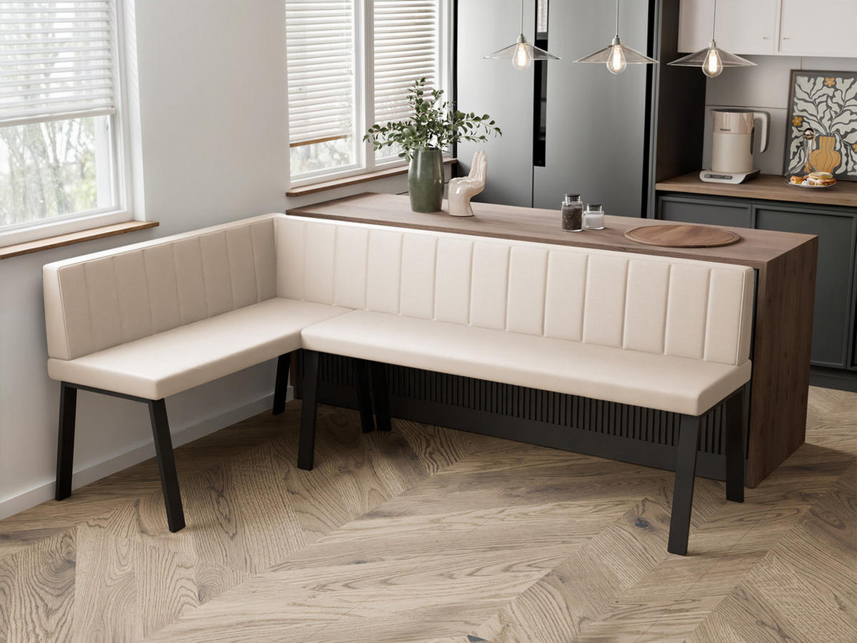 ECKBANK links MONO Y Kunstleder gesteppt, 142/196 cm Beige - Beige, Kunststoff/Textil (142/196cm) - Idohome